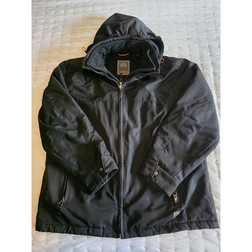 Weatherproof Garment Company Mens Black Fleece Lined Hooded Jacket Outdoor Coat